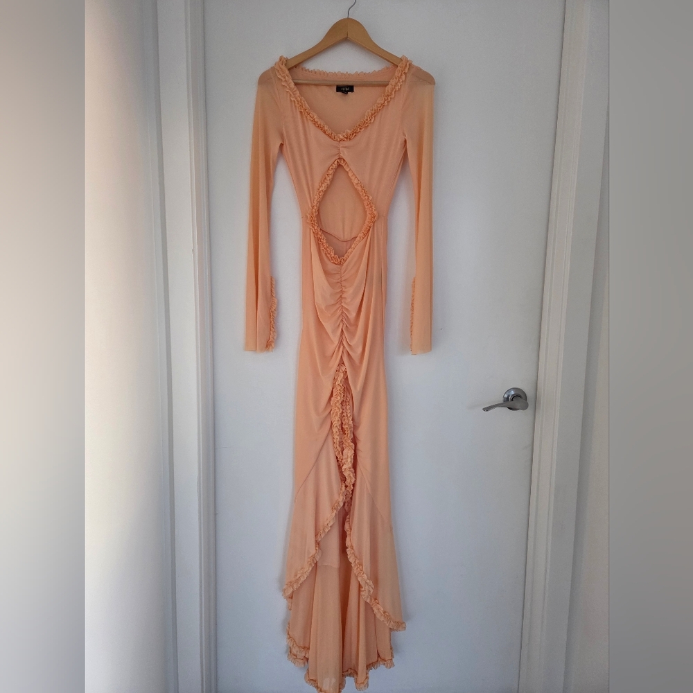 AFRM Cat Ruched Semi-Sheer Maxi Dress